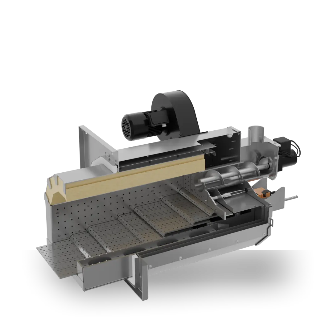 Palnik na pellet PPW 300 kW – przekrój techniczny METAL-FACH Technika Grzewcza