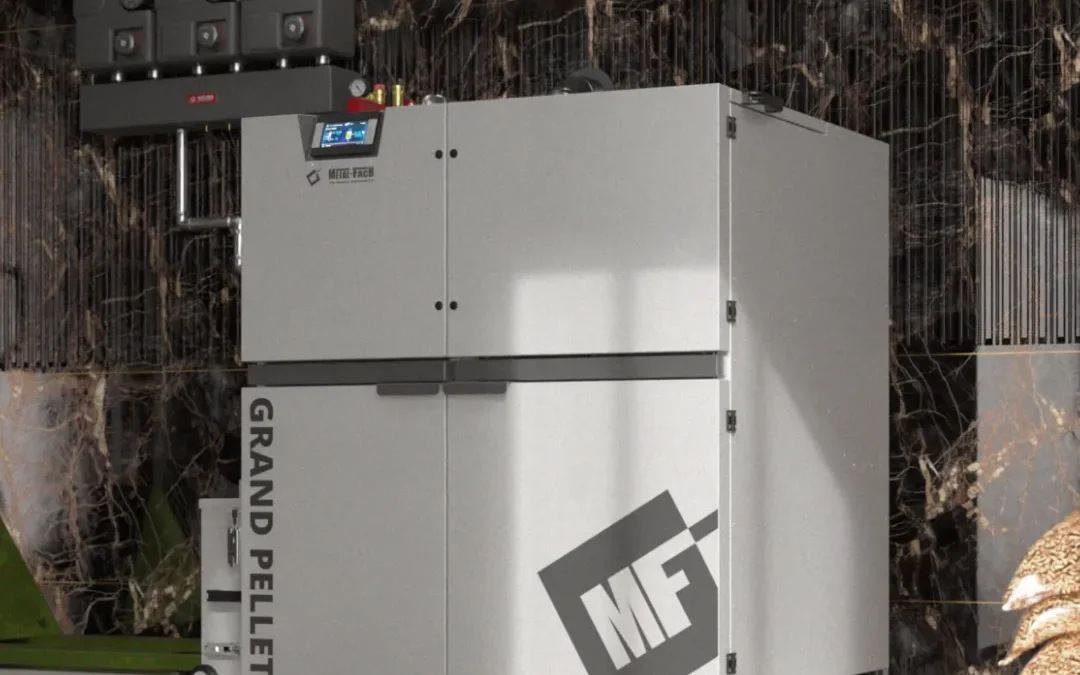 Kocioł GRAND PELLET 15–34 kW – ukośna wizualizacja METAL-FACH Technika Grzewcza