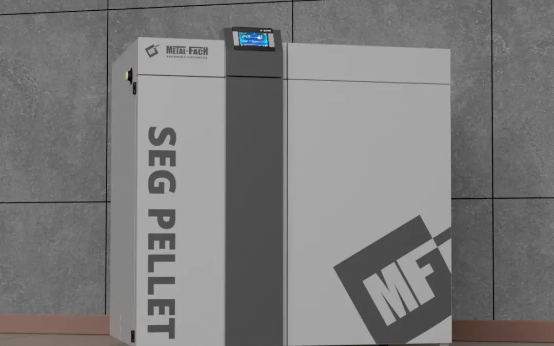 Kocioł SEG PELLET 15–42 kW – frontowa wizualizacja METAL-FACH Technika Grzewcza
