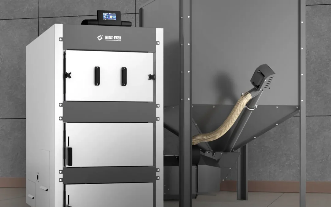 Kocioł SEG PELLET 75–100 kW – frontowa wizualizacja METAL-FACH Technika Grzewcza