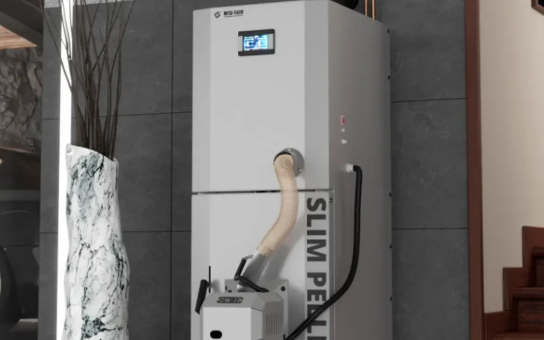Kocioł SLIM PELLET 10–20 kW – ukośna wizualizacja METAL-FACH Technika Grzewcza
