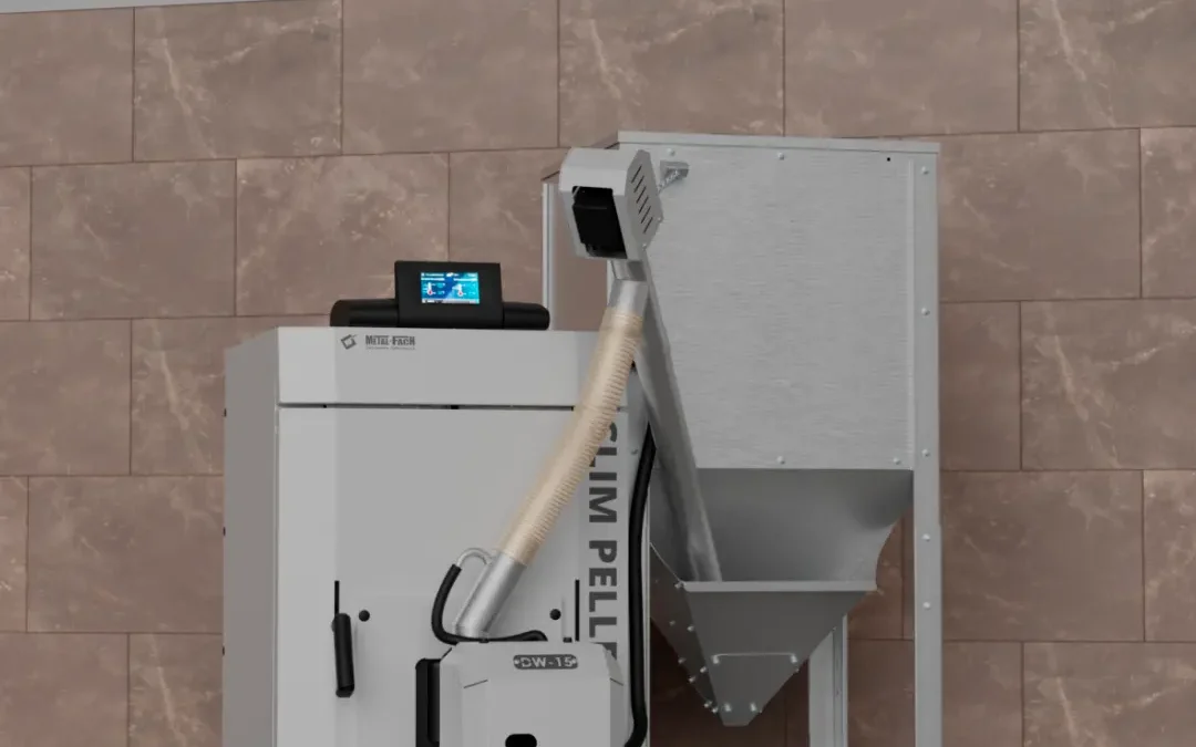 Kocioł SLIM PELLET MINI 10–20 kW – frontowa wizualizacja METAL-FACH Technika Grzewcza