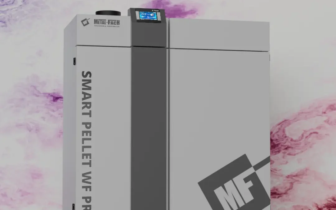 Kocioł SMART PELLET WF PRO 16–32 kW – frontowa wizualizacja METAL-FACH Technika Grzewcza