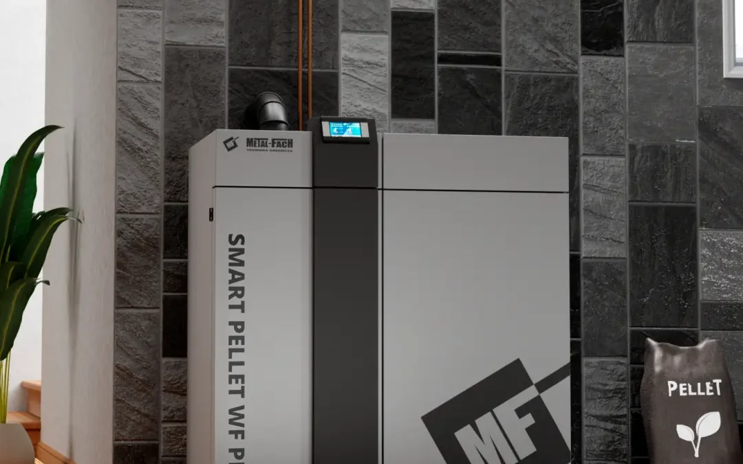Kocioł SMART PELLET WF PRO 16–32 kW – boczna wizualizacja METAL-FACH Technika Grzewcza