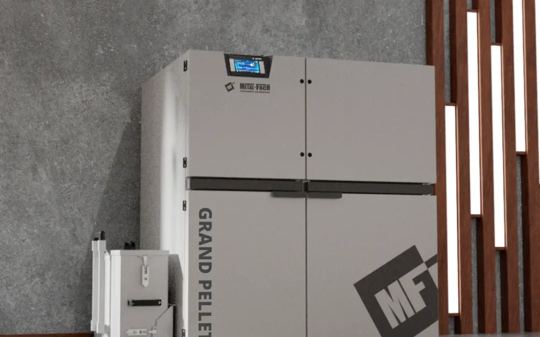 Kocioł GRAND PELLET 15–34 z podajnikiem po lewej stronie – METAL-FACH Technika Grzewcza
