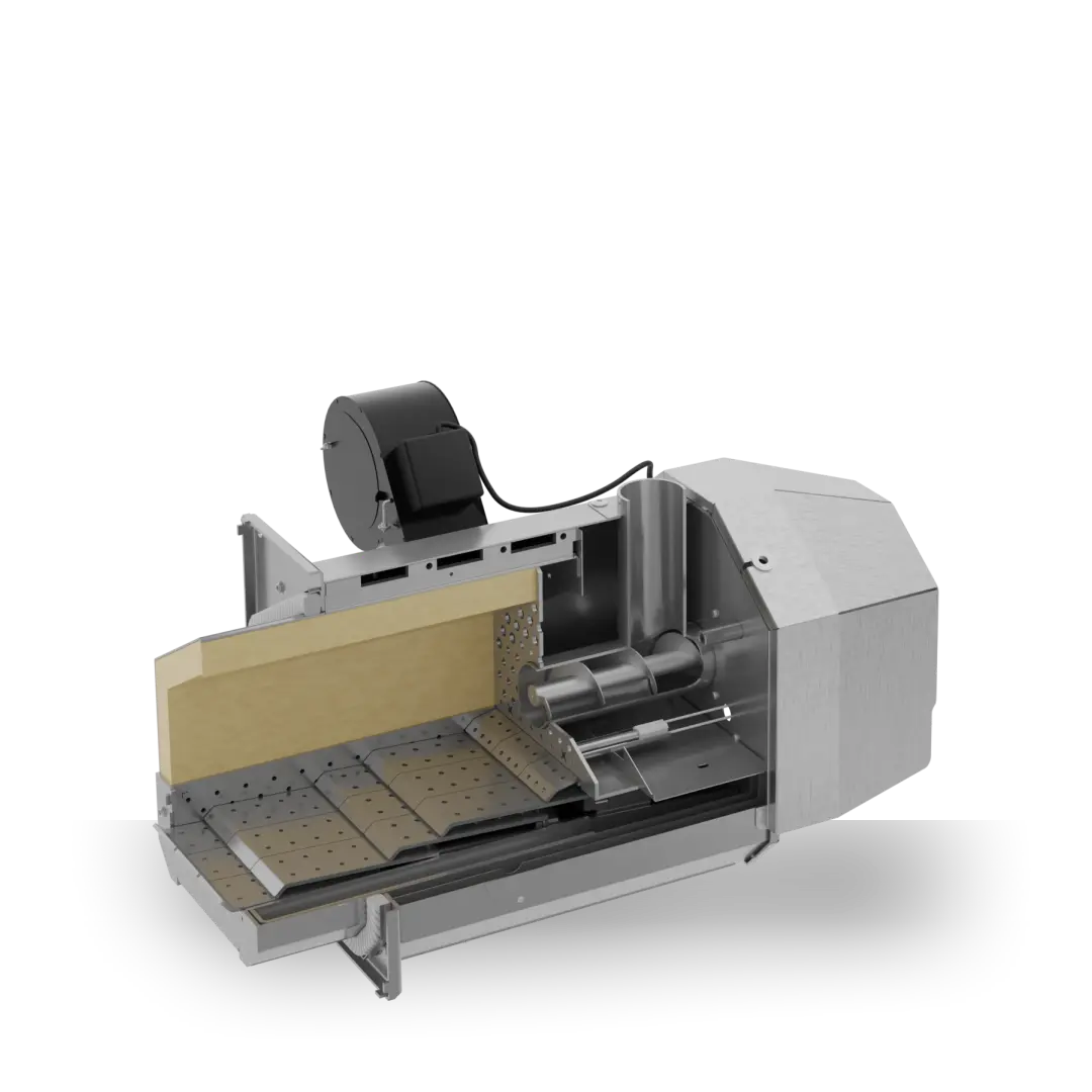 Przekrój palnika na pellet PPW 100–150 kW METAL-FACH Technika Grzewcza – widok wewnętrzny