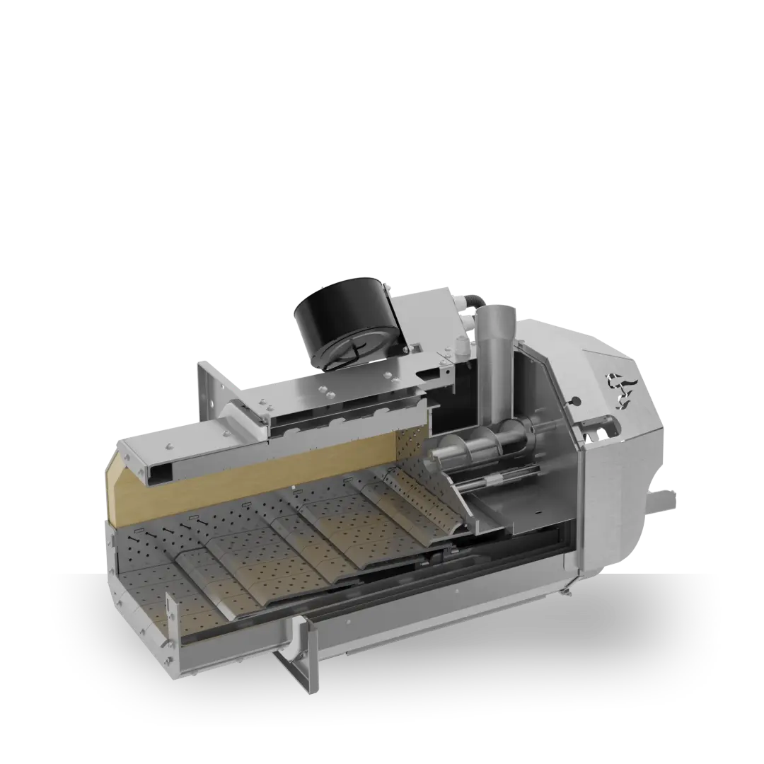 Palnik na pellet PPW 200kW przekroj Metal Fach Technika Grzewcza